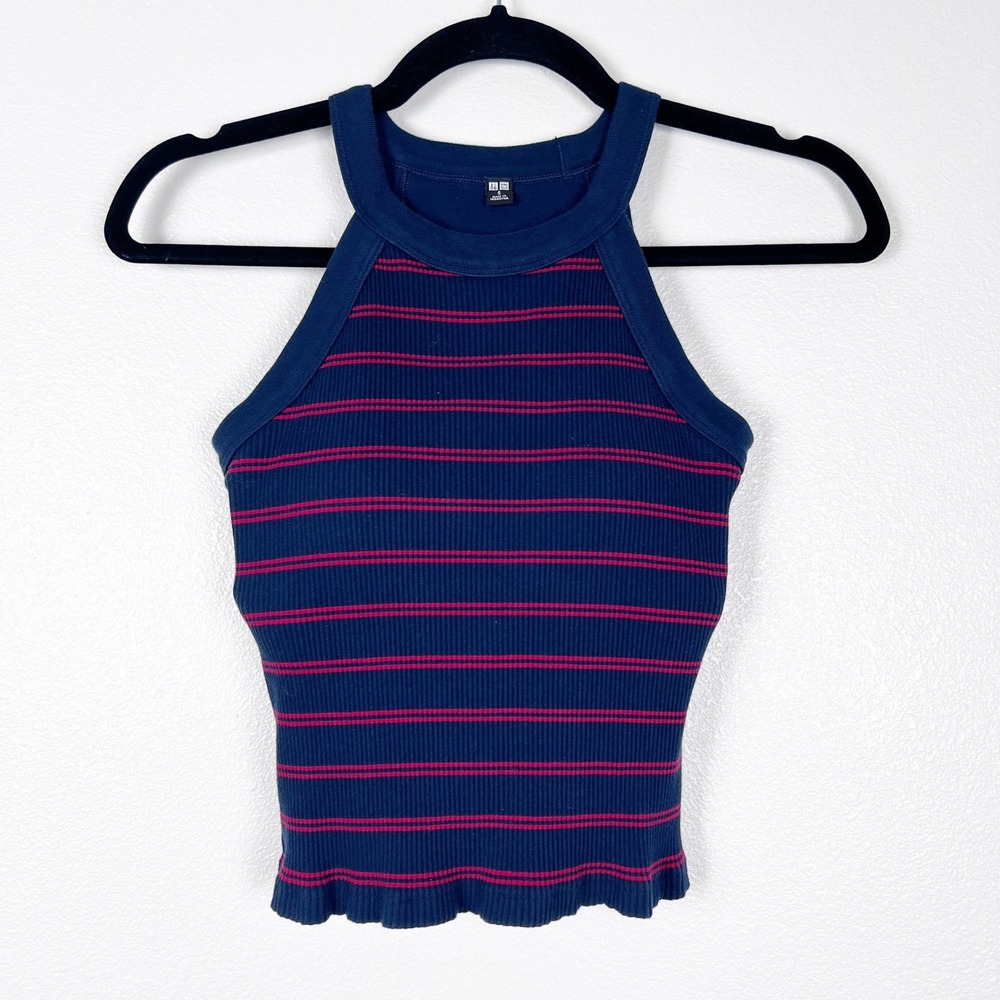 Uniqlo Women's Racerback Striped Tank Top Built In Bra Sz S